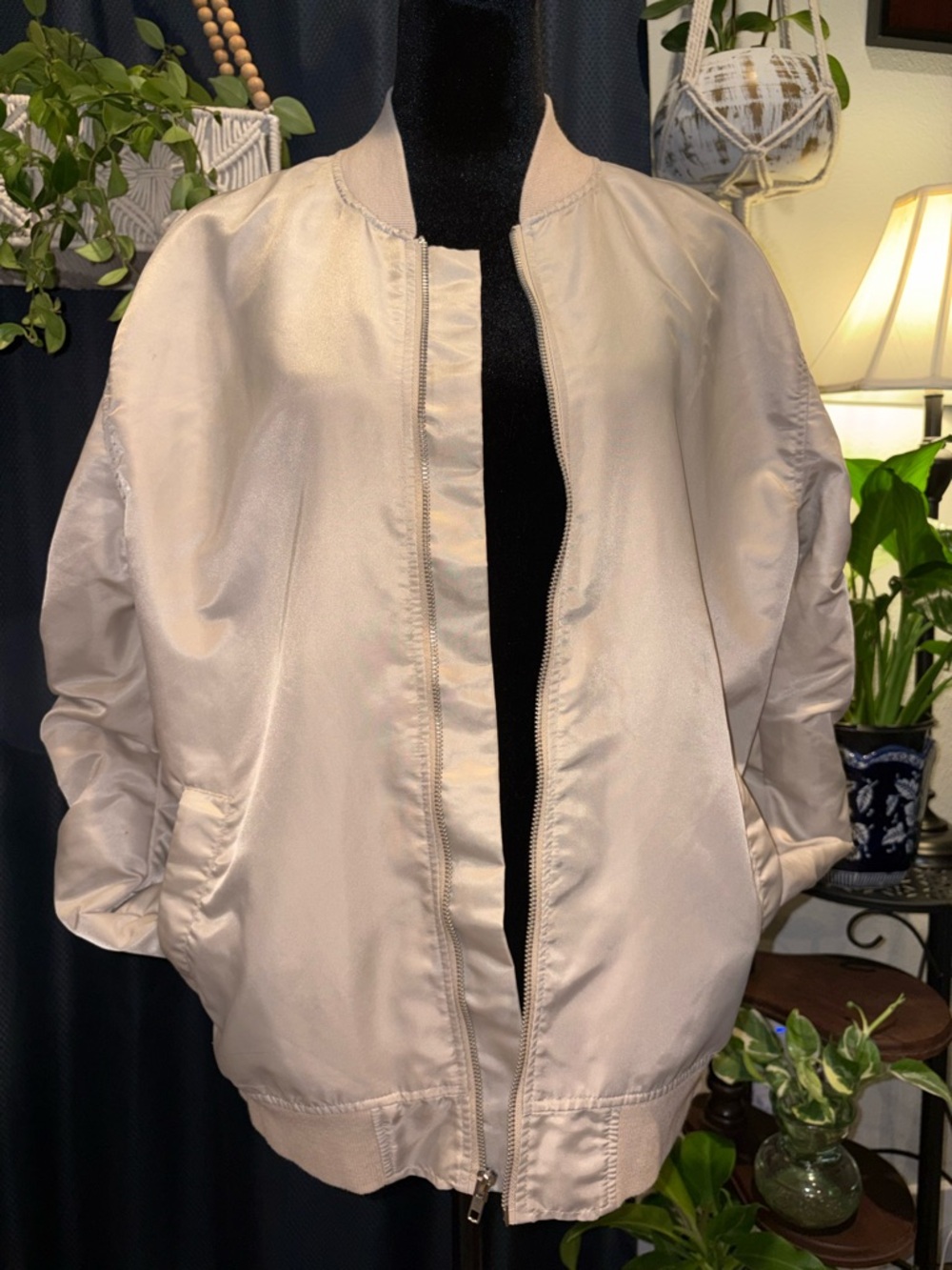 JACKSON Beige Bomber Jacket SMALL